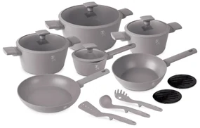 RESIGILAT - Set Oale si tigai 15 piese, antiaderente Taupe Collection Berlinger Haus BH 8111