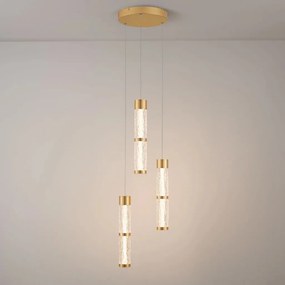 Lustra cu 3 pendule LED alama aurie DECORO