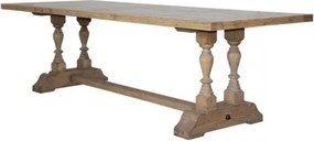 Masă dining extensibilă din lemn masiv, natur, 8 locuri, cu prelungitor și picioare strunjite, 78 x 180 x 100 cm, „Bastide”