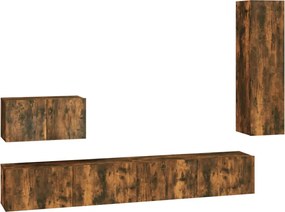 vidaXL Set dulapuri TV, 4 piese, stejar fumuriu, lemn prelucrat