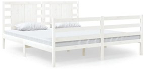 3104289 vidaXL Cadru de pat King Size, alb, 150x200 cm, lemn masiv de pin