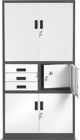 Dulap metalic Filip II cu seif, antracit-alb