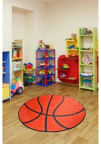 Covor BASKETBALL, 140x140 cm, forma rotunda, poliester/stofa catifelat