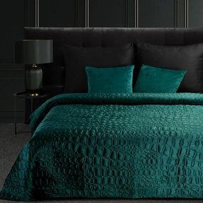 Cuvertură de pat de designer SALVIA din catifea moale turcoaz Lățime: 280 cm | Lungime: 260 cm