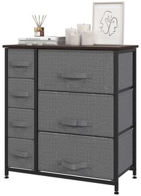 HOMCOM Șifonier 7 sertare din material textil, mobilier de depozitare modern, cadru din oțel, 63,5 x 30 x 71 cm, gri închis | Aosom Romania