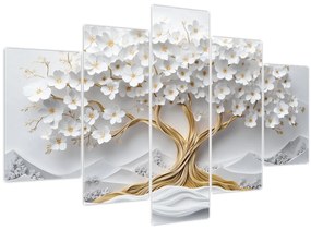 Tablou – Arborele vieții 3D plin de flori (150x105 cm)