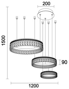 THALIA Lustră LED dimabilă cu cristale suspendată pe cablu LED/120W/230V 3000-6000K + telecomandă