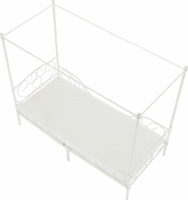 Pat metalic cu baldachin,  alb, 90x200, ADELISA
