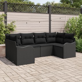Set de canapea de grădină vidaXL 6 piese cu perne Negru Ratan Poli