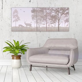 Tablou - Pădure,monocrom (120x50 cm)