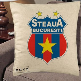 Perna Personalizata Steaua Bucuresti Fotbal, 40x40 cm, Bej, Husa Detasabila, Perna Inclusa, BEKZ®