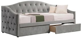 Pat de o persoană (divan) 90 cm Zonas (gri) (cu somieră) (cu sp. depozitare). 1116569