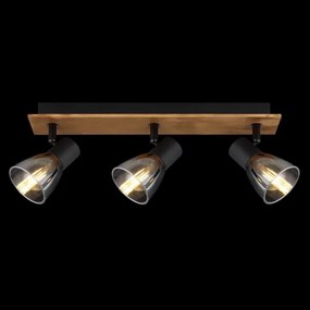 Spot CLAUDE 3xE14/40W/230V negru/lemn Globo 54307-3W