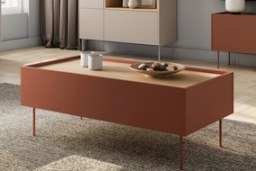 Măsuță de cafea cu sertar Desin 120 1S - ceramică roșie / stejar nagano