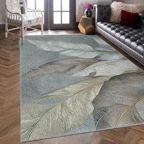 Covor tip traversă verde/gri lavabil 80x200 cm Dusty Leaves – Mila Home