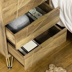 Comoda HOMCOM cu 4 sertare din PAL si picioare din otel pentru dormitor si sufragerie, 48x39x87cm, lemn si auriu | Aosom RO