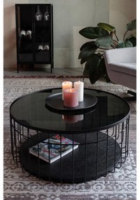 Măsuță de cafea neagră rotundă cu blat din sticlă 80x80 cm Lance – White Label