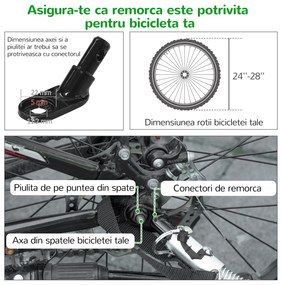 PawHut Remorca pentru bicicleta si carucior pentru caini 2 in 1, carucior pentru bicicleta din otel si material Oxford | Aosom Romania