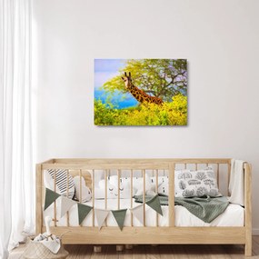 Tablou pe sticlă - Girafa în Africa (70x50 cm)