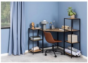 Bibliotecă neagră/în culoare naturală cu aspect de lemn de stejar 37x83 cm Seaford – Actona