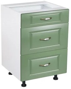 Corp inferior 60 cu 3 sertare metalice pentru greutate Zebra MDF Verde