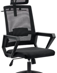 Scaun ergonomic, spătar mesh, suport umeraș, Negru