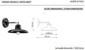 Aplica de perete design retro realizata manual din ceramica B-W