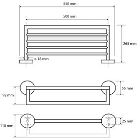 Suport prosoape din alamă Sapho X-Round, lățime 55 cm, negru