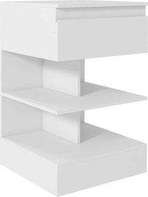 Noptiera Moderna din PAL si MDF cu un Sertar si 2 Rafturi, 39x39x65 cm, Alb HOMCOM | Aosom RO
