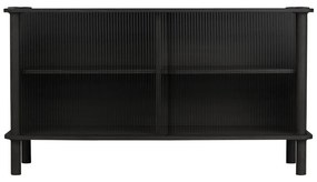 Vitrină neagră din lemn de stejar cu ușă glisantă 135x73,5x48 cm Italic – UMAGE