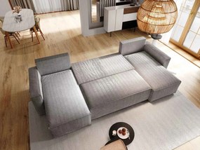 OFERTA Set de canapea in forma de U SMART COSARO bej deschis 295x140 cm calitate II