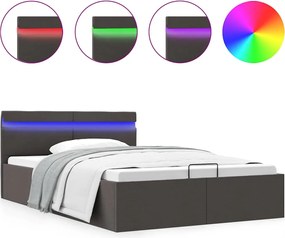 vidaXL Cadru pat hidraulic cu LED, gri închis, 120x200 cm, textil