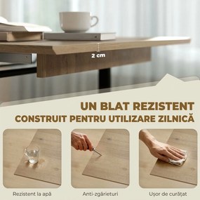 HOMCOM Masă de Luat Masa Extensibilă pentru 6-8 Persoane cu Panouri Detașabile, 140-180cm Masă Rectangulară Extensibilă cu Bază din Oțel, Stil Industrial, pentru Sufragerie, Culoare Lemn | Aosom Romania