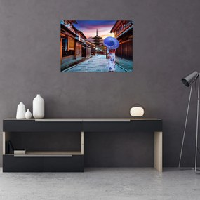 Tablou pe sticlă - Femeie asiatică (70x50 cm)