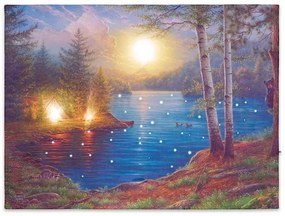 Pictură lac de munte, 43 LED, 30 x 40 cm