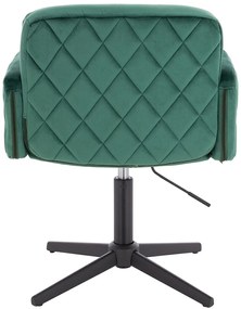 HR802CROSS Scaun Verde din Catifea cu Bază Neagră