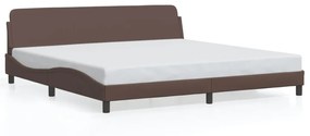 373260 vidaXL Cadru de pat cu tăblie, maro, 200x200 cm, piele ecologică