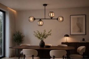 Brilagi - Lustră aplicată DIOR 4xE27/60W/230V negru/gri fumuriu