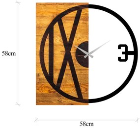 Ceas de perete 58x58 cm 1xAA lemn/metal