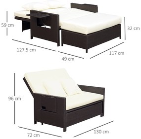 Outsunny Canapea de Gradina cu Banca Mobilier de Gradina din Ratan Maro | Aosom Romania