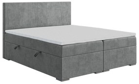 Pat matrimonial Boxspring 180 cm Lemmy (Beton) (cu saltea și sp. depozitare). 1043396