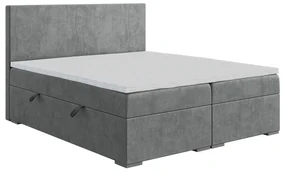 Pat matrimonial Boxspring 180 cm Lemmy (Beton) (cu saltea și sp. depozitare). 1043396