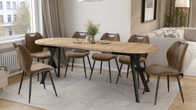 Mazzoni Masă ovală extensibilă ALMO Stejar Craft Auriu / picioare negre