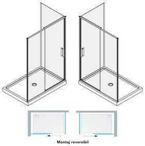 Cabina dus dreptunghiulara crom 100x80 cm Mediterraneo Iris 1000x800 mm