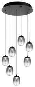 Lustra LED suspendata design modern PAMELA 7 round fumuriu