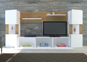 Ansamblu Comoda TV Lore Alb-Teak