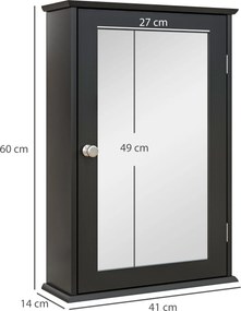 kleankin Mobilier de Baie Dulap Suspendat cu Oglindă 41x14x60cm Negru | Aosom Romania