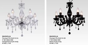 Candelabru cu 5 brate MAGNOLIA, negru RLD94016-5B ZL