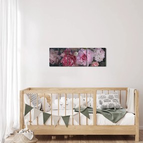 Tablou - Flori de grădină (cu ceas) (90x30 cm)