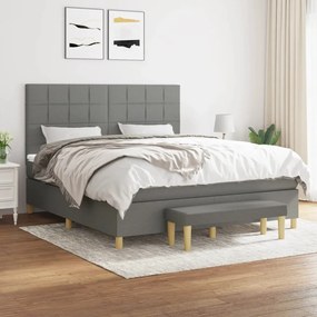 vidaXL Pat continental cu saltea, gri închis, 160x200 cm, țesătură